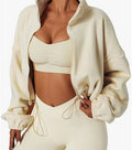 Women's Casual Lamb Cashmere Sports Coat Long Sleeve Zipper Jumper Stand Collar Winter Activewear Embossed Polar Fleece Short