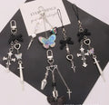 New Sweet Cool Cross Keychain Pendant Personalized Creative Bow Pendant Headphone Cover Decoration