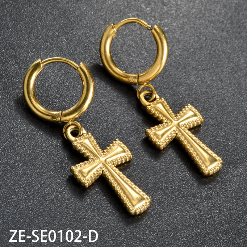 Wholesale Mix Design Cross Titanium Steel Stainless Pendant Earring Men and Women Cool Trend Piercing Punk Cold Wind Earrings