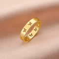 Myshape Hollow Butterfly Women Rings Stainless Steel Gold Color Animal Ring Wedding Band Trendy Jewelry Birthday Gift Wholesale