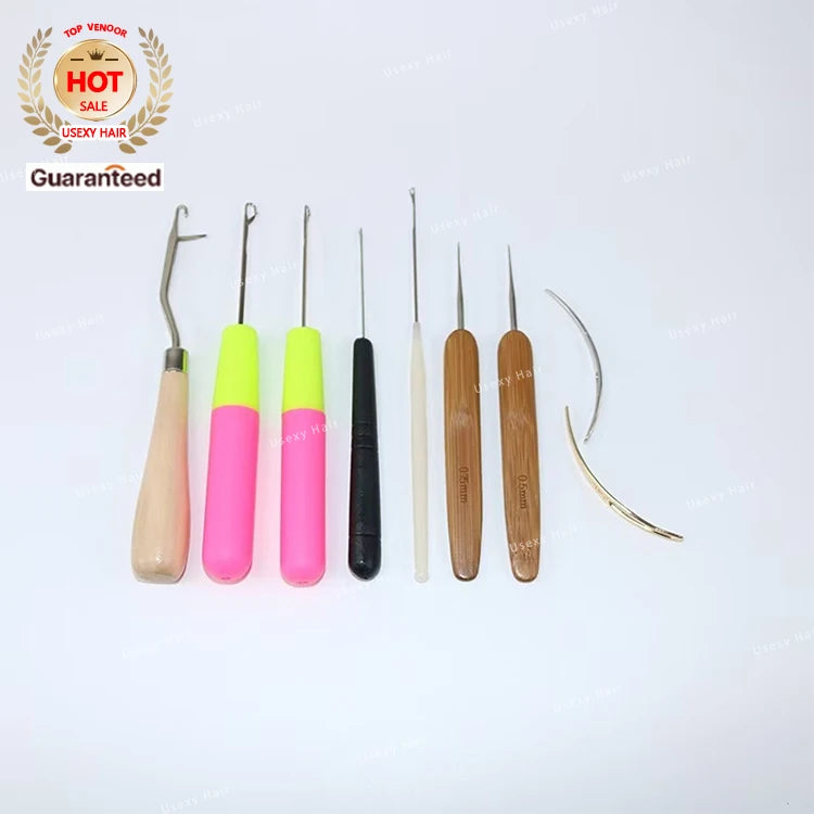 Wooden Hook Needles for Euro Copper Tubes Micro Beads and Silicone Micro Rings Hair Extension Install Tools