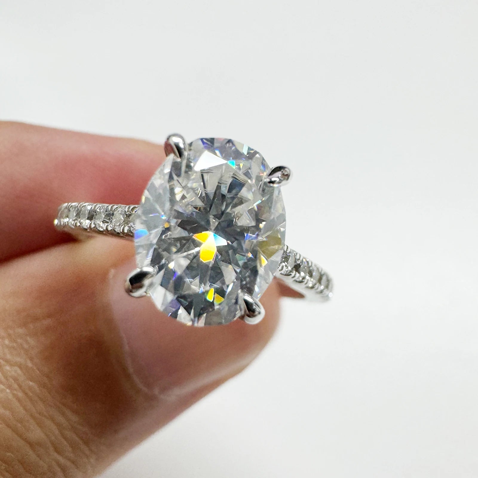 2ct 1ct Oval Radiant Cut VVS Moissanite Ring Gift 14K Gold Plated 925 Sterling Silver Women Wedding Band GRA Engagement Ring Set