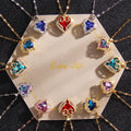 DAIHE New Fashion Jewelry Heart Pendant Multicolor Crystal Cubic Zirconia Stainless Steel Necklace