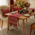 Merry Christmas Jacquard Table Runner with Nordic Reindeer Design Woven Christmas Xmas Indoor Outdoor Home Party Decor