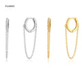 FUAMAY Double Huggies Chain Link Stud Earrings Woman Double Chain Huggie Earrings
