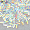 JUNAO New Arrival 3*7mm Strip Resin Rhinestones Bulk Wholesale Nail Rhinestones Resin Flat Back Transparent AB Stones DIY