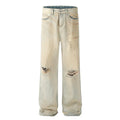 Wholesale Hot Sale Street Wear Ripped Distressed Stonewashed Straight Vintage Wash Quality Jeans Winter Autumn Summer