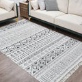Hot Sale Simple Tassel Small Fresh Geometric Floor Mats Hand Woven Cotton Linen for Living Room Bedroom Bedside Carpets Rugs