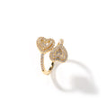 Top Icy Hip Hop Ice Out Fashion Heart Diamond Rings High Quality Jewellery Gold Sliver Micro Paved Adjustable Baguette Ring