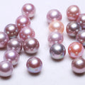 Natural Freshwater 2A Edison Pearl Round Beads Purple Pink White Pearls for Jewelry Making 12-13mm Half Hole