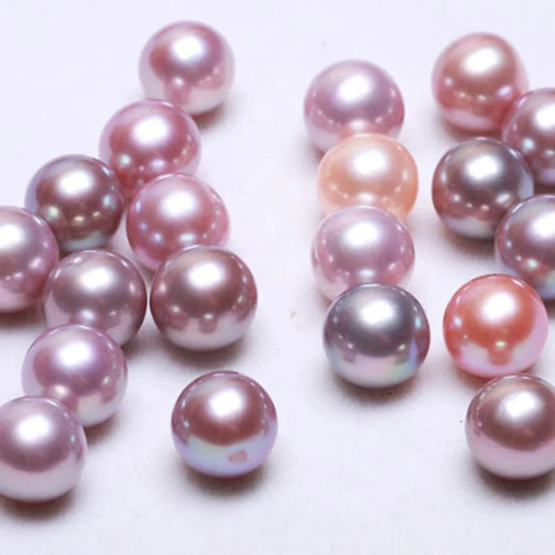 Natural Freshwater 2A Edison Pearl Round Beads Purple Pink White Pearls for Jewelry Making 12-13mm Half Hole