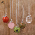 Small Crystal Apple Necklace Fashion Jewelry  Silver Chain  Carving Apple Christmas Eve Gifts