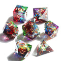 MINI PLANET Custom Handmade Eco-Friendly Durable Resin Polyhedral RPG D&D Board Game Sharp Edges Table with Dice Set