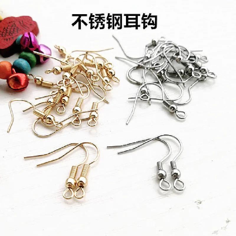 Cross Border Supplier Stainless Steel Ear Hook 316 Metal with Real Gold Plating Accessories for Earring Hook
