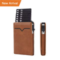 New Rfid Smart Wallet Leather up Cardholder Aluminum Wallet Business Credit Card Card Holder