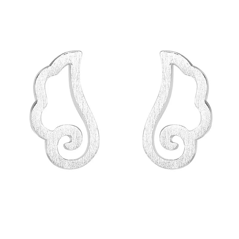 925 Sterling Silver Earrings Angel Brushed Silk Silver Ear Rings Wholesale Women's Korean Fashion Earrings