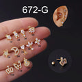20G Titanium Steel Thin Rod Zircon Ear Bone Stud Butterfly Crown Star Moon Screw Ear Stud Fashion Piercing Earrings Single PC
