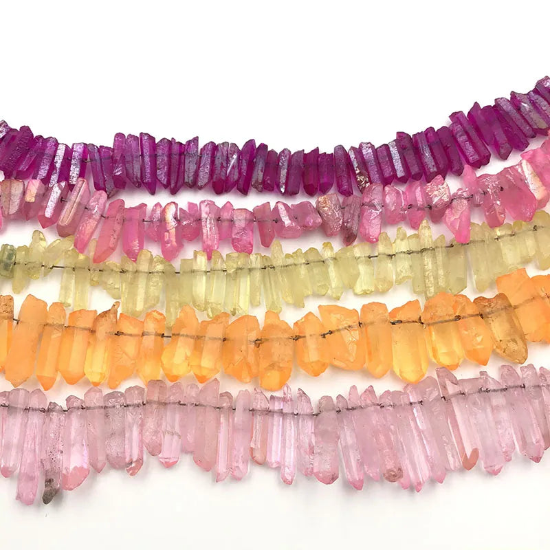 High Quality Wholesale Stick Hand Cut Faceted Pointe Natural Crystal Point Bead Quartz Point Beads for Jewelry Making