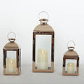 Large Matte Black Metal Frame Flameless Pillar Candle Holder Lantern Dusk to Dawn Timer Waterproof INS Glass Christmas Occasions