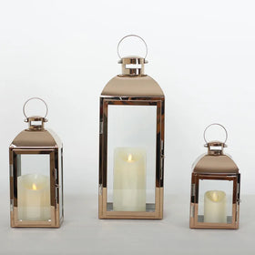 Large Matte Black Metal Frame Flameless Pillar Candle Holder Lantern Dusk to Dawn Timer Waterproof INS Glass Christmas Occasions