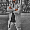 New Autumn Winter Men Hoodies Sweater Long Cardigan Solid Color Knitted Cardigan