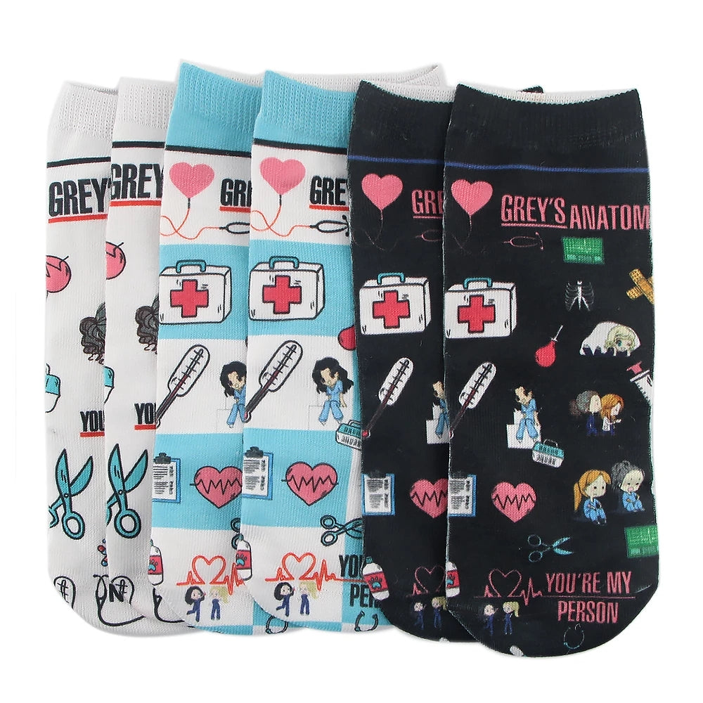 Novelty Creative Print Grey's Anatomy Doctor Nurse Socks for Gifts