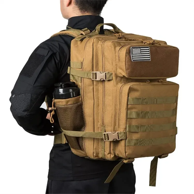 Tactical Backpacks Molle Daypack 45L Large 3 Day Bug Out Bag Hiking Rucksack With Bottle Holder