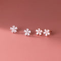 New Design S925 Sterling Silver CZ Pave Flower Stud Earrings Silver Jewelry for Women G3445