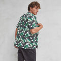 Imperio Shop Open Empire Waist Button Down Collar Regular Fit Green Floral Hawaiian Breathable Summer Casual Men's Cotton Shirt