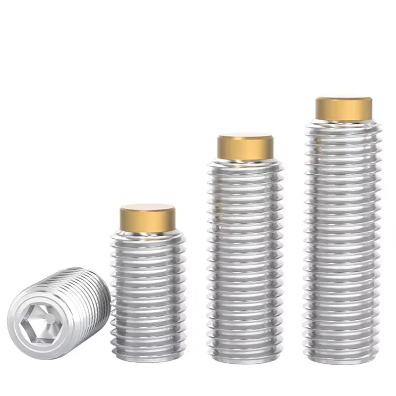 Customized Stainless Steel Brass Metric DIN Standard Set Screw Grub Tipped Screws with Brass Tip