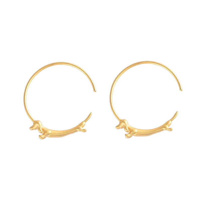 Tiktok Hot Sale S925 Sterling Silver Hoop Earrings Handmade Cute Hoop Dachshund Dog Earrings for Teen Girls Women Gifts
