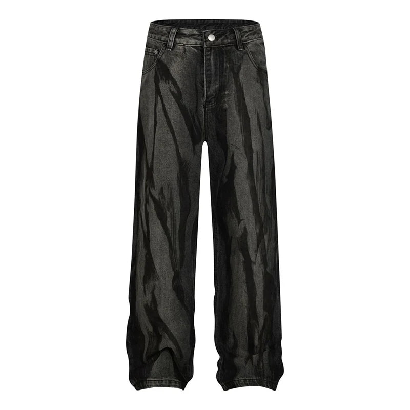 Designer Jeans Men European and American High Street Wash Hanging Sensation Stripe Straight Leg Boyfriend Jeans for Ladies