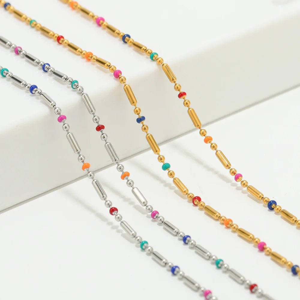 3:1 Drop Oil 1.6mm Bead Chain Diy Necklace Bracelet Anklet Body Chain Fashion Jewelry Anklets Fashion Chains for Jewelry Making
