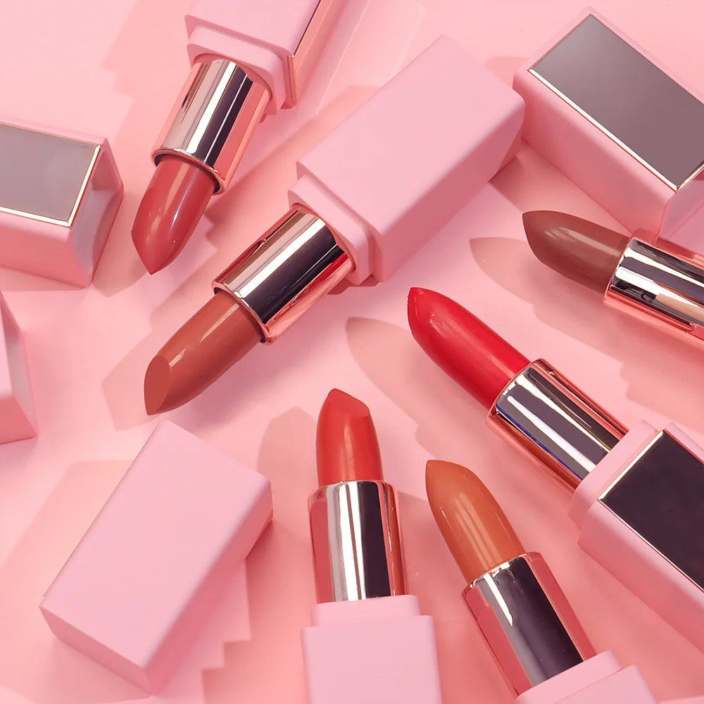 Vegan Cosmetics Makeup Lipstick Matte Private Label Long Lasting Waterproof Pink Velvet Nude Lip Stick With Mirror