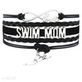 Factory Custom Made Infinity Love Swimming Swimmer Cheer Swim Mom Player Charm Jewelry Leather Bracelets for Women