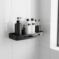 Modern Eco-Friendly Durable Stainless Steel Wall Shower Caddy Matt Black Bathroom Corner Mounted Shampoo Rack for Apartment