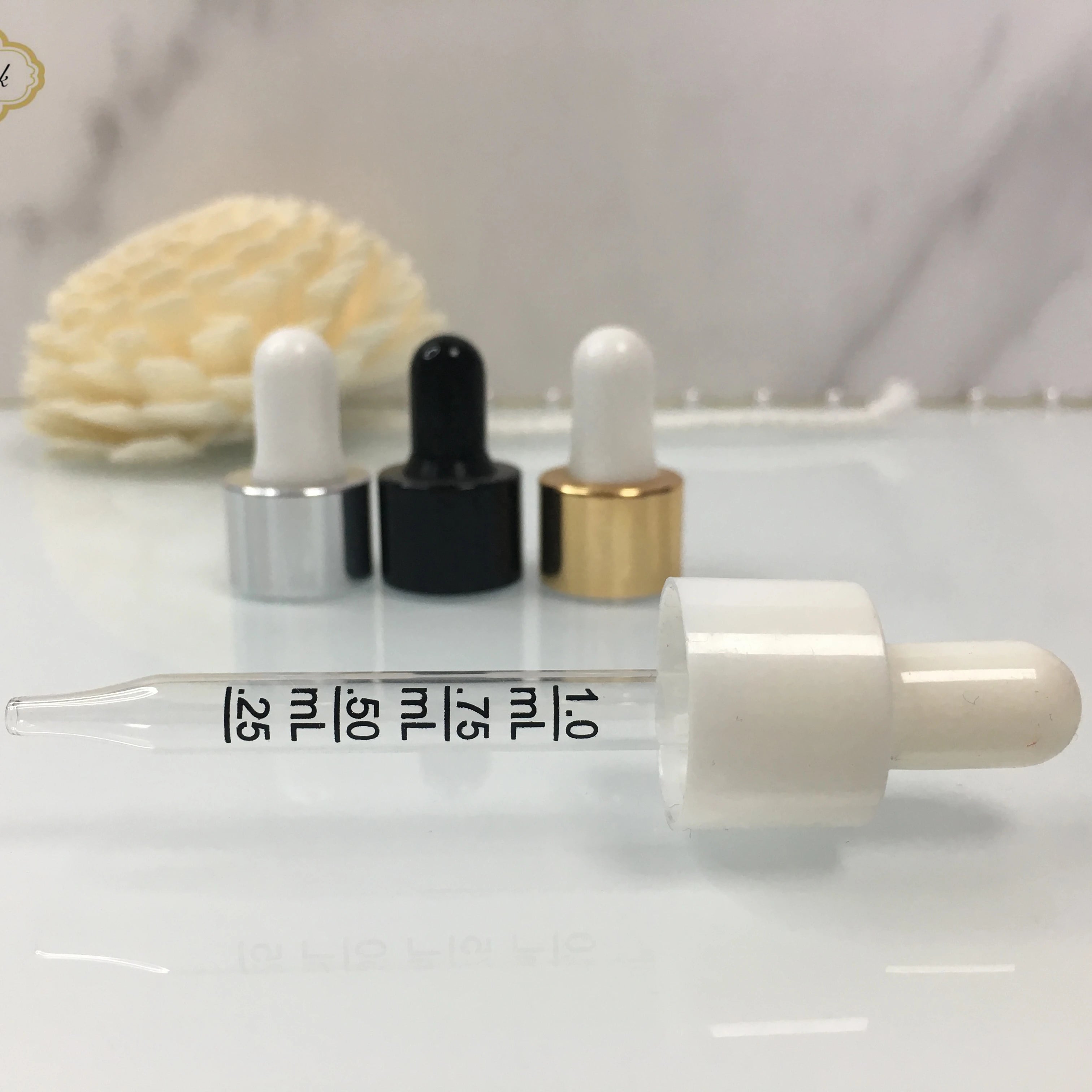 18/410 20/410 12/410 10Ml Elegant Smooth Glass Dropper Cap Transparent Dropper