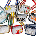 Women's Gameday Concert Bag Monogram Chenille Patches with Clear Stadium Pattern Fashionable PU PVC Crossbody Summer Winter Use