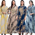 Lanna Muslim Abaya Ethnic Style Dubai Women Clothing Beaded Sequin Flowers Lehenga Choli Evening Dress Long Sleeve Large Hem