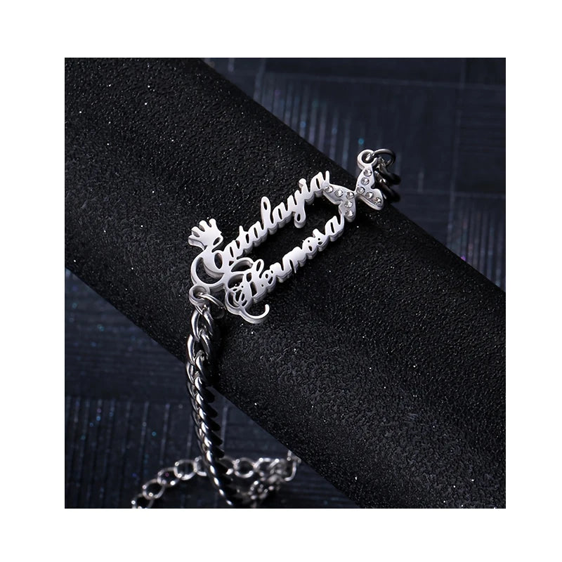 Customized Name Bracelet Gold Stainless Steel Bracelet Personalized Name Bracelet for Women Men