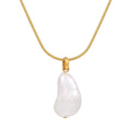 Wholesale Baroque Style Stainless Steel Pendant Necklace Natural Freshwater Pearl Women's Fashion Jewelry