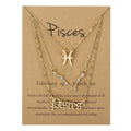3 Pieces/Set Gold Plated Horoscope Card Star Chart Pendant Chain Cardboard Star   12 Zodiac Charms Gold Necklace Set