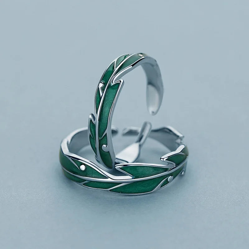 Fashion Personality Couple Rings For Valentine's Day Open Adjustable Banana Leaf Ring Matching Rings For Couples