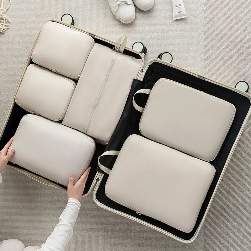 6Pcs Set Compression Packing Cubes Travel Accessories Expandable Travel Luggage Compression Packing Bag Cloth Storage Bag