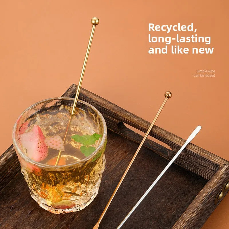 Creative Eco-Friendly Stainless Steel Honey Stirring Rod Long Handle Cocktail Shakers Modern 200mm Easy-to-Use Mixing Sticks