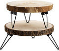 Wood Cake Stand Wooden Cupcake Pedestal Paulownia Wood Slice Stand Hairpin Metal Leg Holder Serving Tray Display Dessert Tray