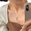 Trendy Bow Knot Pendant Necklace Sweet Silver Clavicle Chain Necklace for Women Wholesale Girl Jewelry Gifts