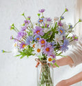 OX343 Wholesale Price White Daisy Flower High Simulation Artificial Flower Bouquet Silk Chrysanthemum for Wedding Home Decor