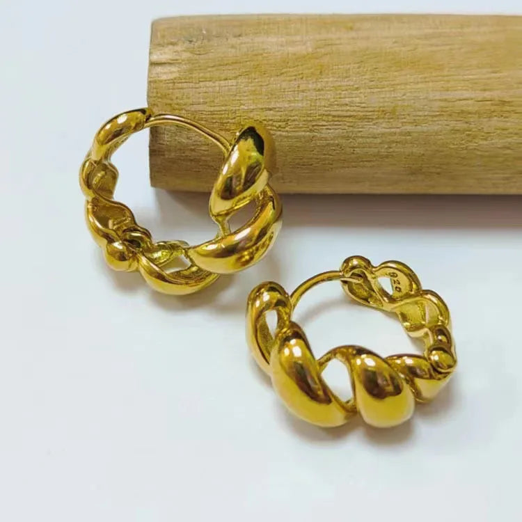 Unique Design New Fashion French Classic Vintage 18K Gold Plating Stainless Steel Hoop Earring Women 20230302A