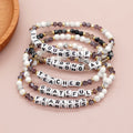 Bohemia Natural Stone Crystal Beads Bracelets Fearless Letter Square Beaded Bracelets for Woman